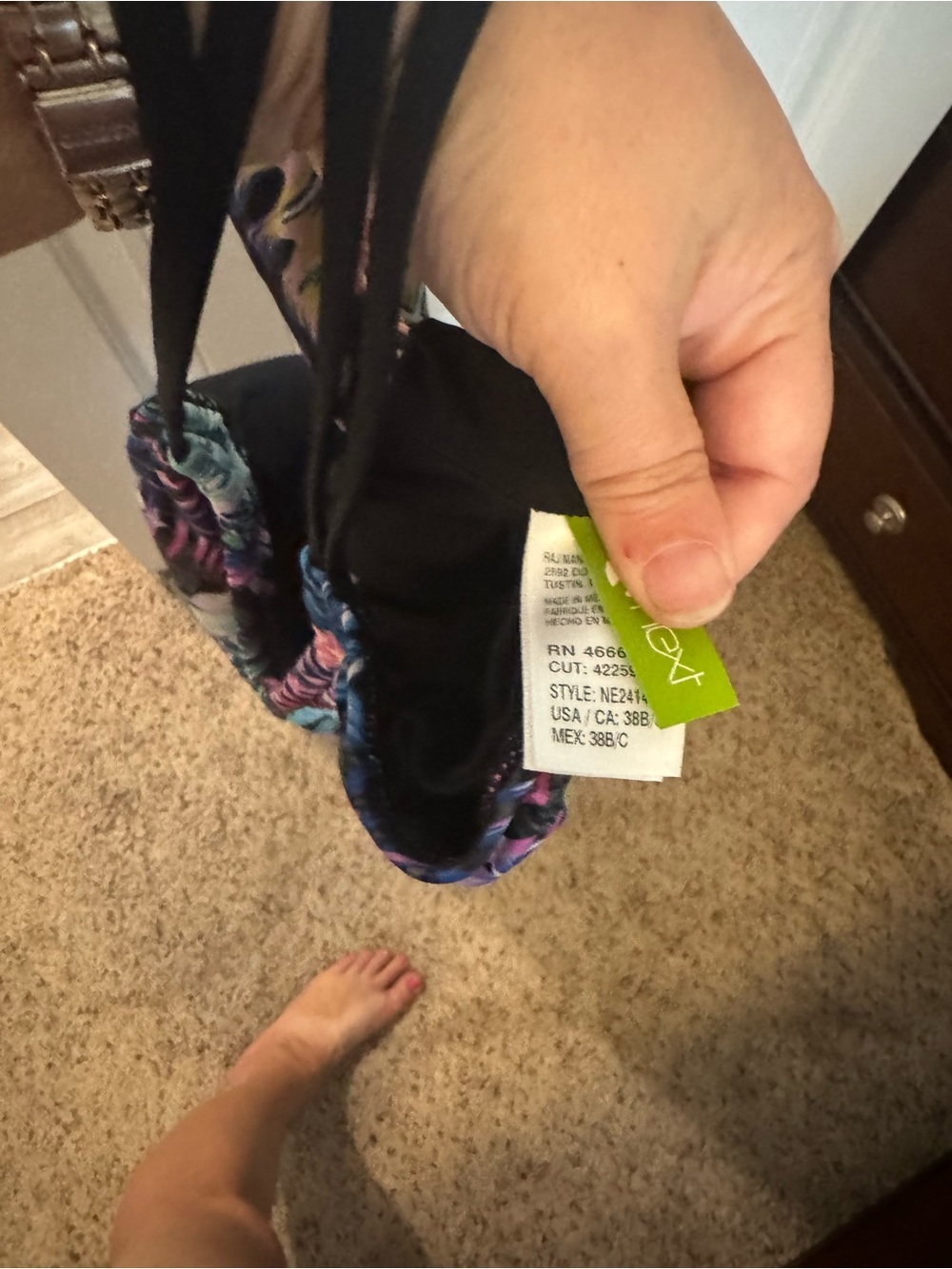 Floral Black Tankini Bathing Suit Top - Picture 3 of 3